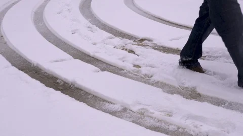Man walks between snow traces Stock-Footage 88255227