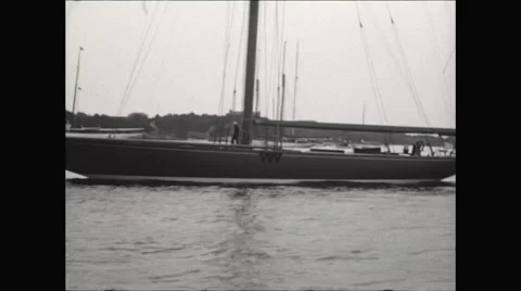 Man Walks Deck of Sailboat Video stock 56162092