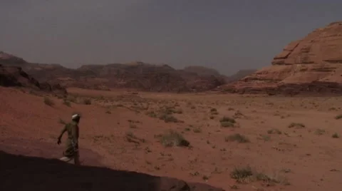 Man walks in desert Stock Footage 8725307