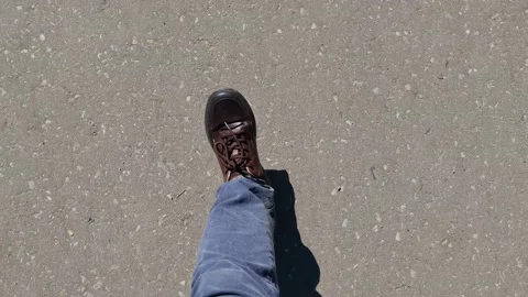 A man walks down the road POV 스톡 동영상 154024547