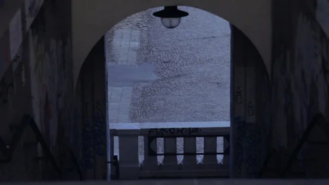 A man walks down the stairs Stock Footage 100243021