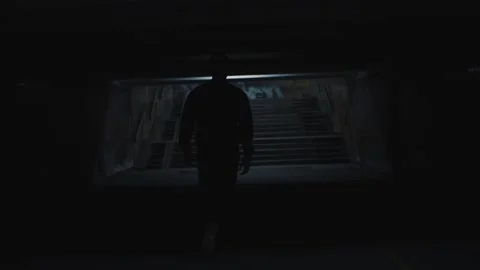 A man walks in the evening empty city Stock Footage 131401081
