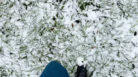 A man walks on the first freshly fallen snow Vidéo 255729697