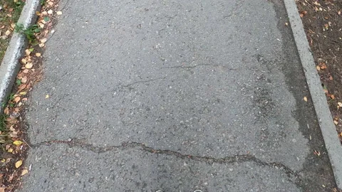 Man walks on pavement top view. 4K video. A city in Siberia. Summer. 動画素材 137912650