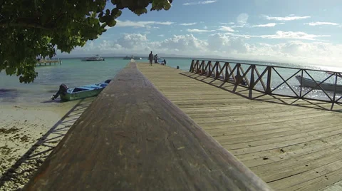 Man walks on pier 動画素材 35265698