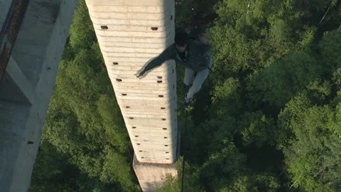 A man walks on a rope. Stock Footage 86362453