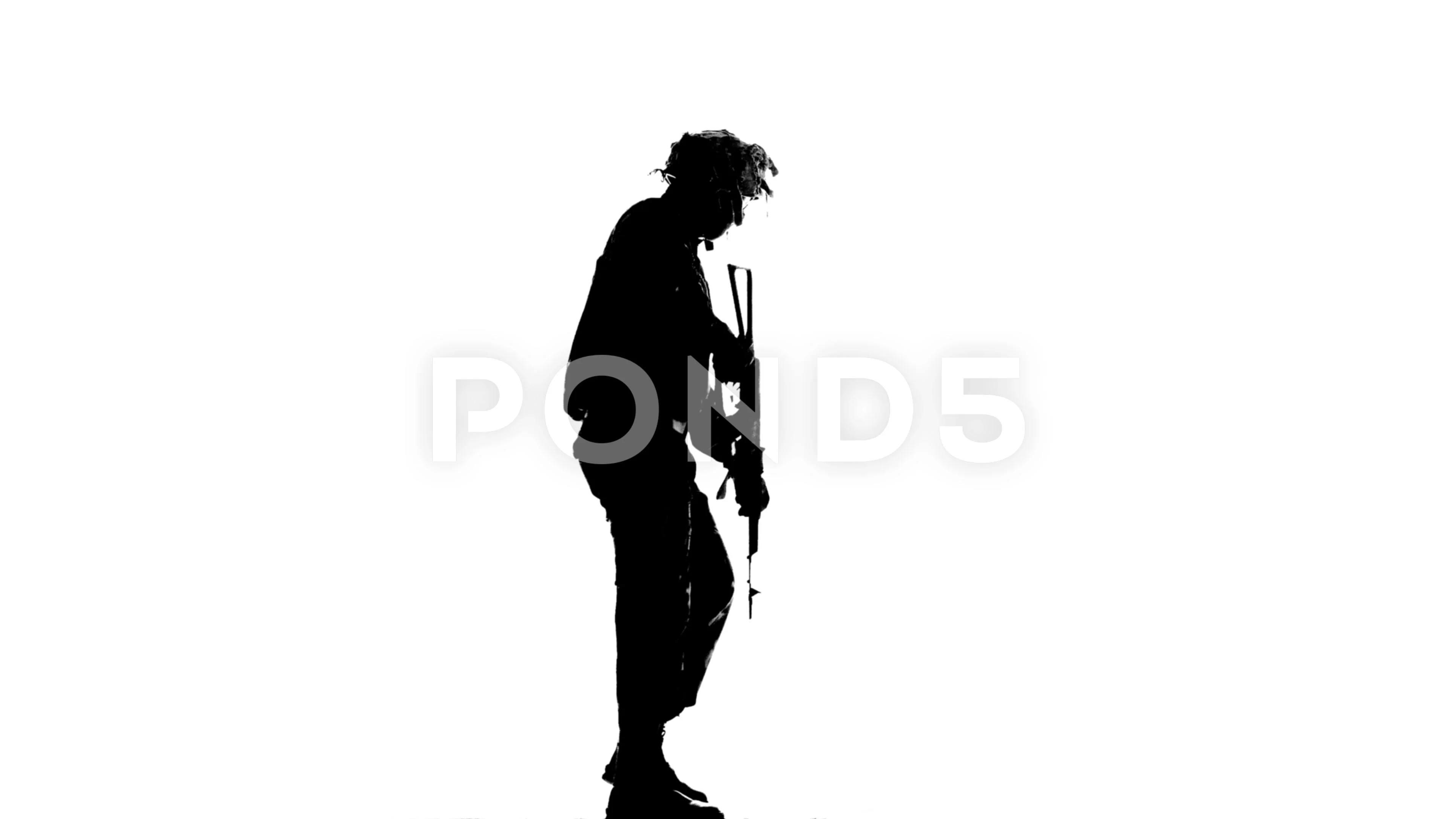 man walking with gun silhouette