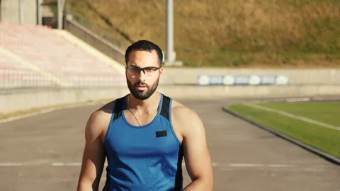 Man Walks in Stadium 動画素材 101540645