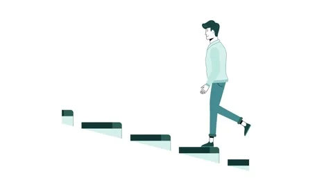 Man walks up the stairs Stock Footage 167800560