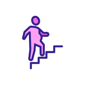 Man walks the steps of the icon vector. Isolated contour symbol illustration Stock Illustration