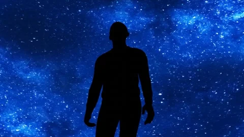 Man walks under the starry heaven Stock Footage 295048906