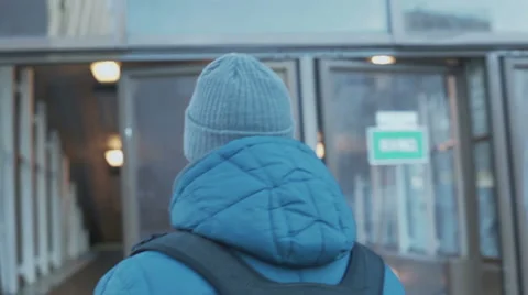 Man walks into the underground passage down the stairs Stock Footage 59955280