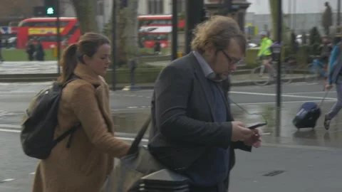 A Man Walks To Work In London Stock Footage 145145852