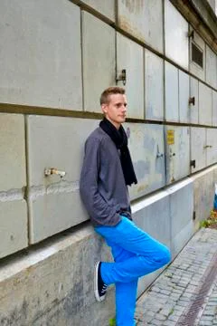 Man at a wall Stock Photos
