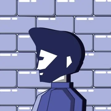 Man with wall privacy data Illustrazione stock