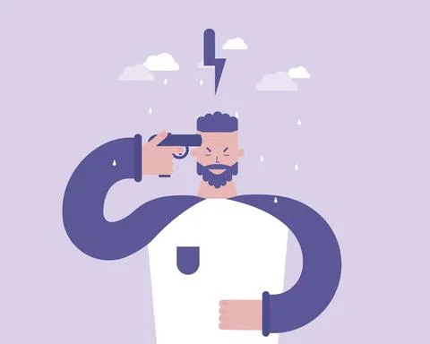 Man wants to commit suicide. Depression concept. 스톡 일러스트
