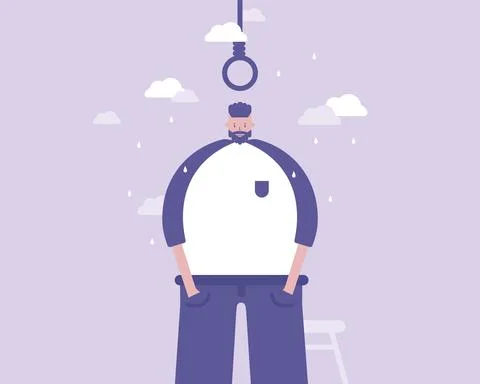 Man wants to commit suicide. Depression concept. 스톡 일러스트
