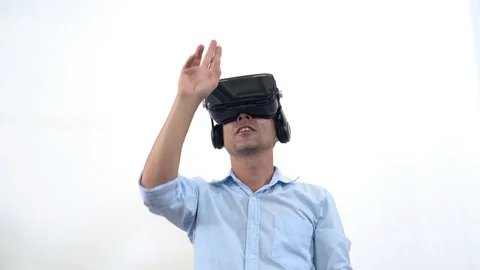 Man ware video virtual and touch on air Stock Footage 108254875