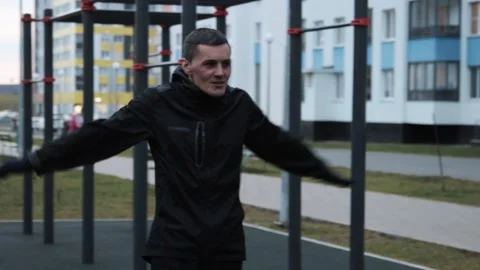 Man warming up before training Stock Footage 142985615