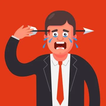 A man was hit with a bow arrow. miss in work. Stock Illustration