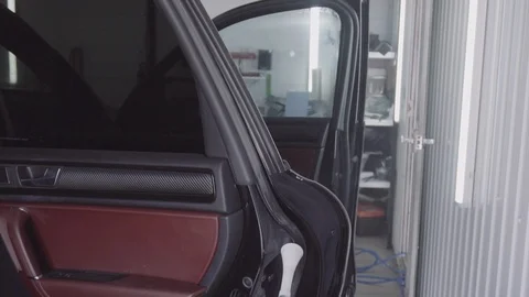 The man washes the car salon Stock Footage 93615212