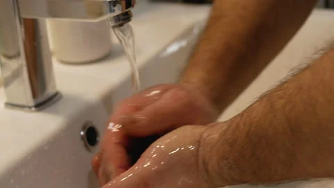Man washes hands with soap. Stock Footage 149479478