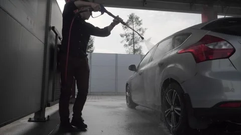 The man washes his car Stock-Footage 248759664