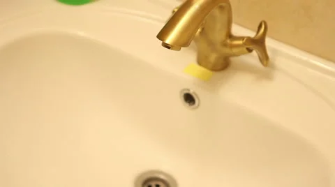 Man washes his hands under the tap, close-up Video stock 60423228