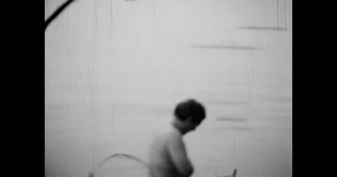 Man Washing and Bathing in the River Water on a Summer Day Stock-Footage 322193901