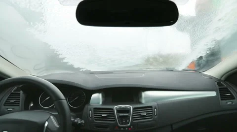 Man washing car, Inside view Stock Footage 61607479