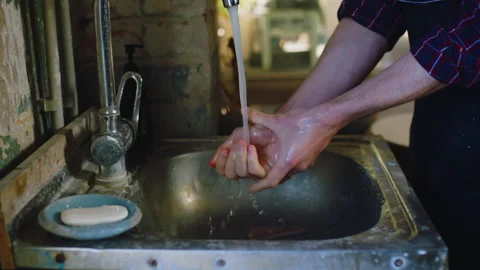 Man Is Washing Hands With Soap Stock Footage 170026762