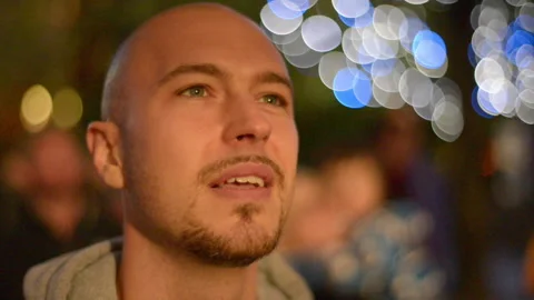 Man watch fireworks. Stock Footage 279105493