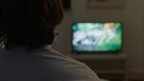 A Man Watches Tv Stock Footage 196172837