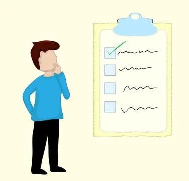 Man watching checklist Stock Illustration