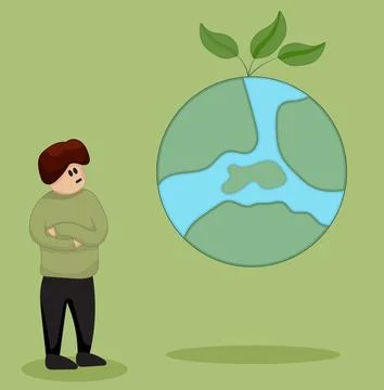 Man watching earth Stock Illustration