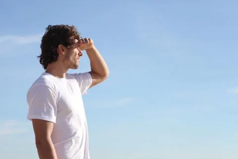Man watching the sky Stock Photos