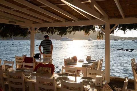 Man Watching Sunset Stock Photos