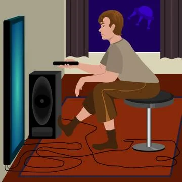 Man watching television 库存插图