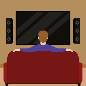 Man watching television Stock Illustration