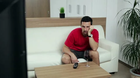 Man watching TV Stock Footage 47253164