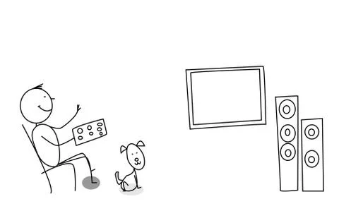 Man watching tv Stock Illustration
