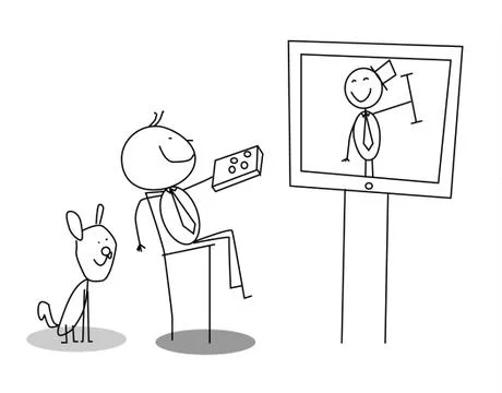 Man watching tv Stock Illustration