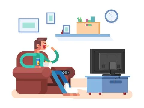Man watching TV Stock Illustration