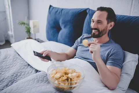 Man watching tv Stock Photos