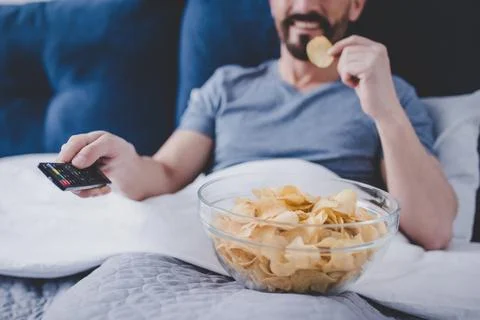 Man watching tv Stock Photos
