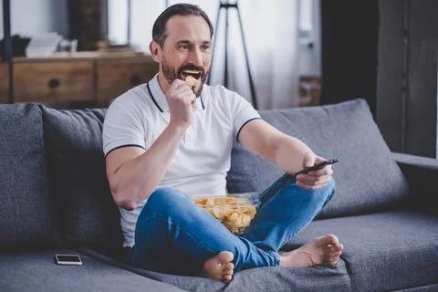 Man watching tv Stock Photos