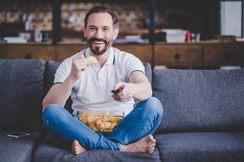 Man watching tv Stock Photos