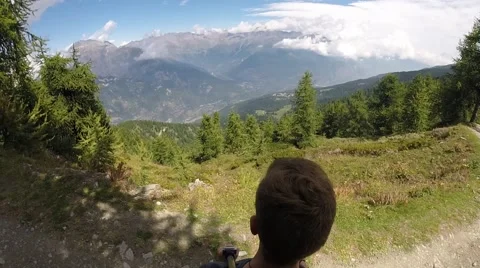 Man watching at the valley - high mountain Stock-Footage 41398002