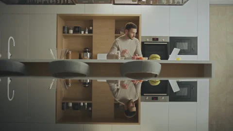 Man watching video recipe Stock Footage 234345708