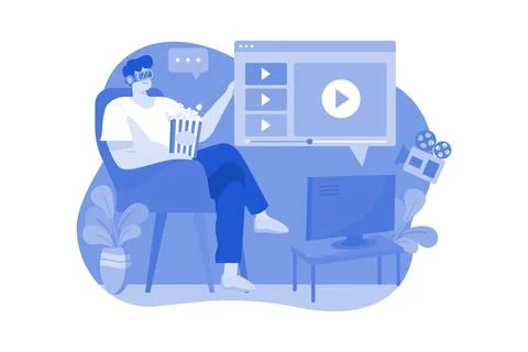 Man watching video using VR Tech Illustrazione stock